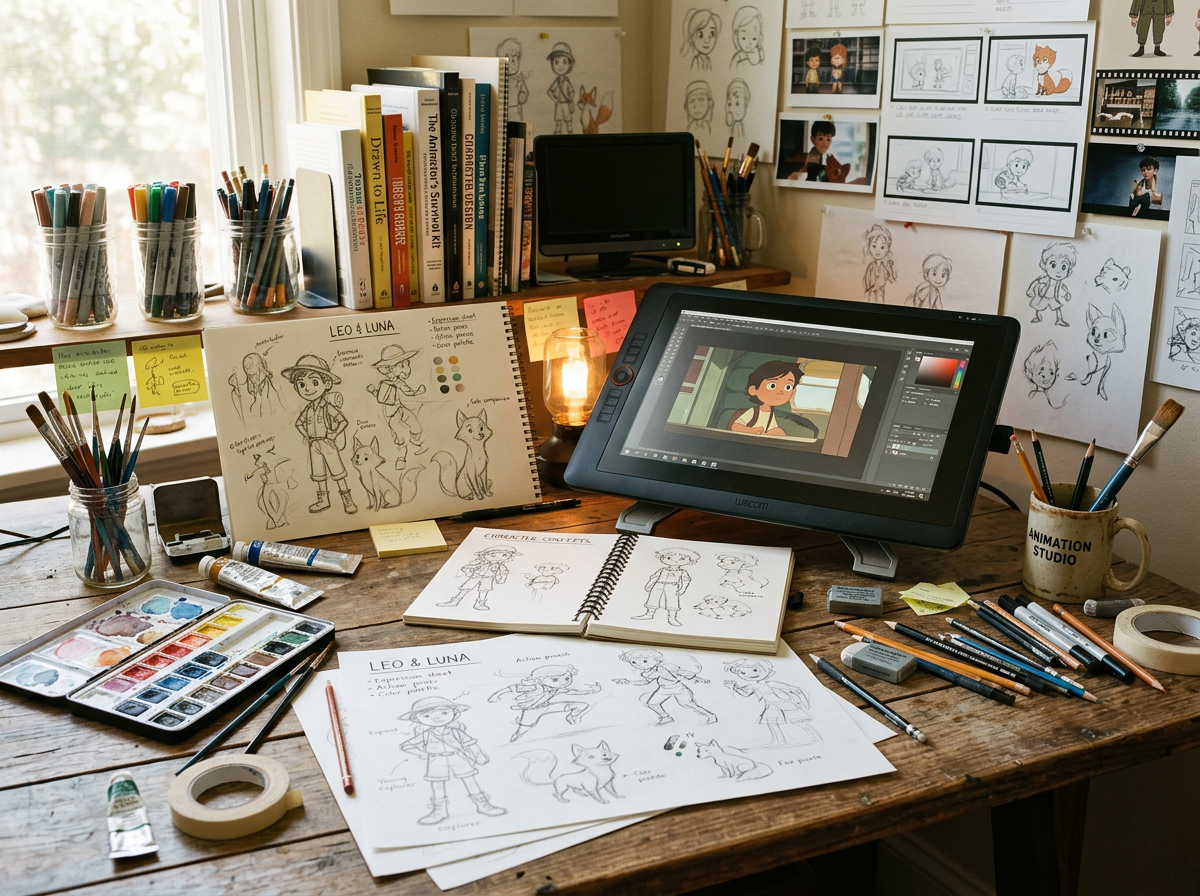 Behind the scenes sketchboard and studio artist tools